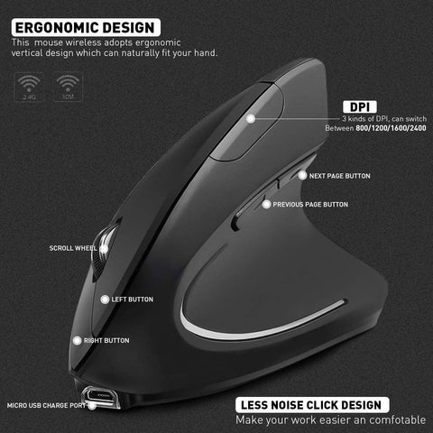 USB Wireless Vertical Mouse